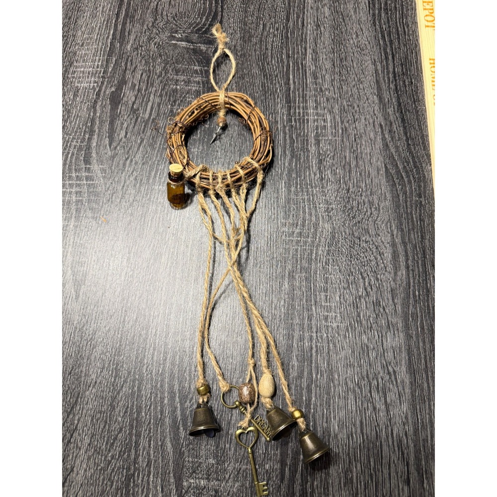 Handmade Witches Bells Protection Charm Rustic Grapevine Door Hanger Home Ward
